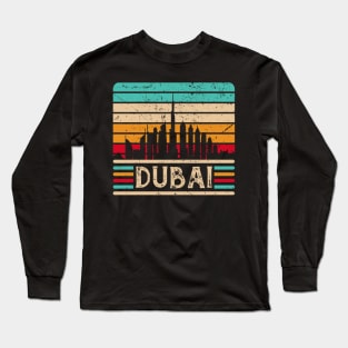 Dubai Skyline Vintage United Arab Emirates Long Sleeve T-Shirt